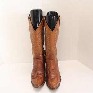 Vintage Dan Post Brown Man's Leather Cowboy Boots Size 7 Made in the USA